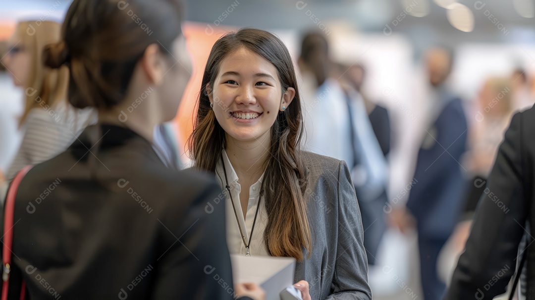 Pessoas conversando em conferência de tecnologia científica
