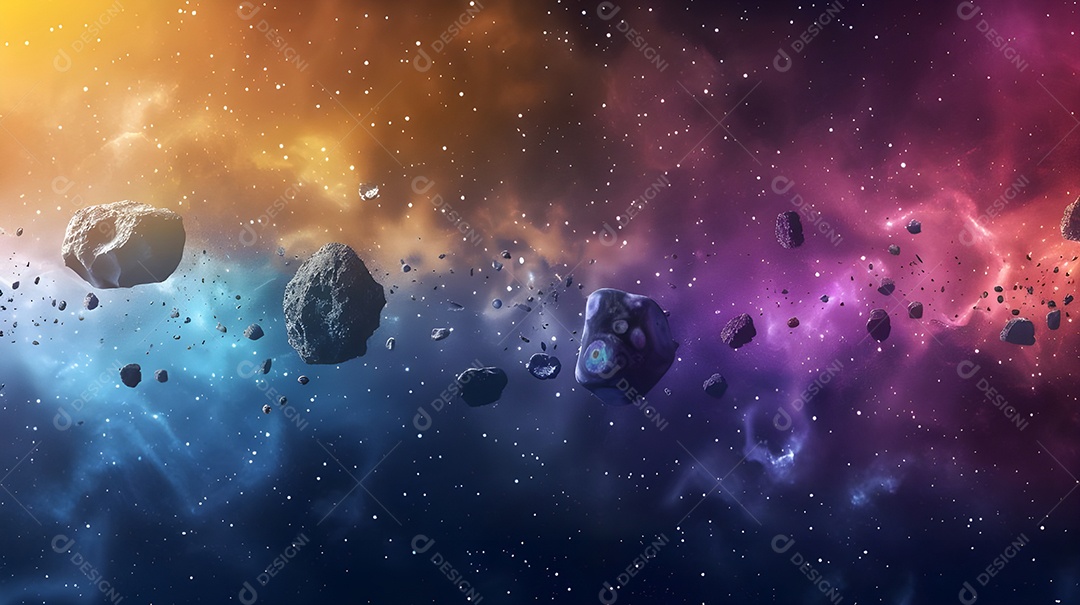 Galáxia com cometas e aurora boreal