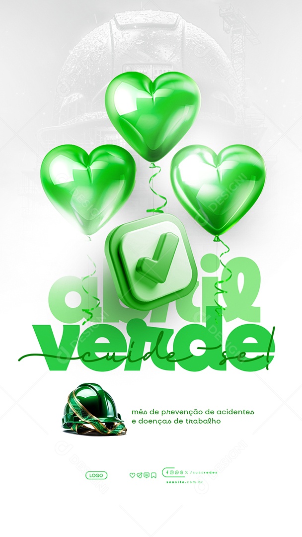 Story Abril Verde Mês de Prevenção de Acidentes e Doenças de Trabalho Social Media PSD Editável