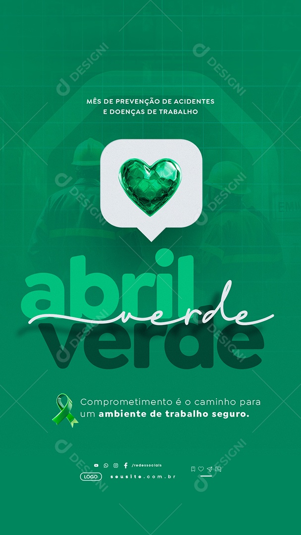 Story Social Media Abril Verde Mês de Prevenção de Acidentes e Doenças de Trabalho PSD Editável
