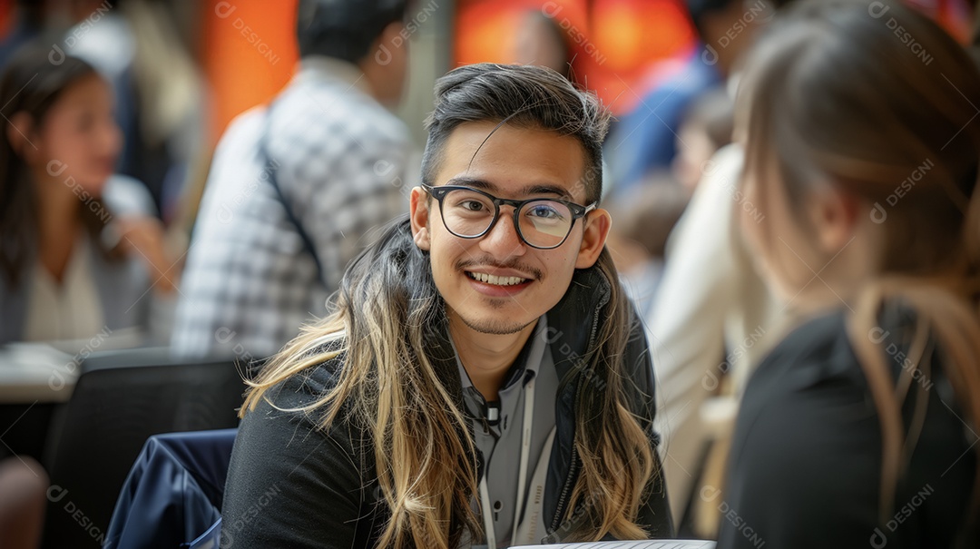 Reunião em conferencia de tecnologia cientifica pessoas debatendo
