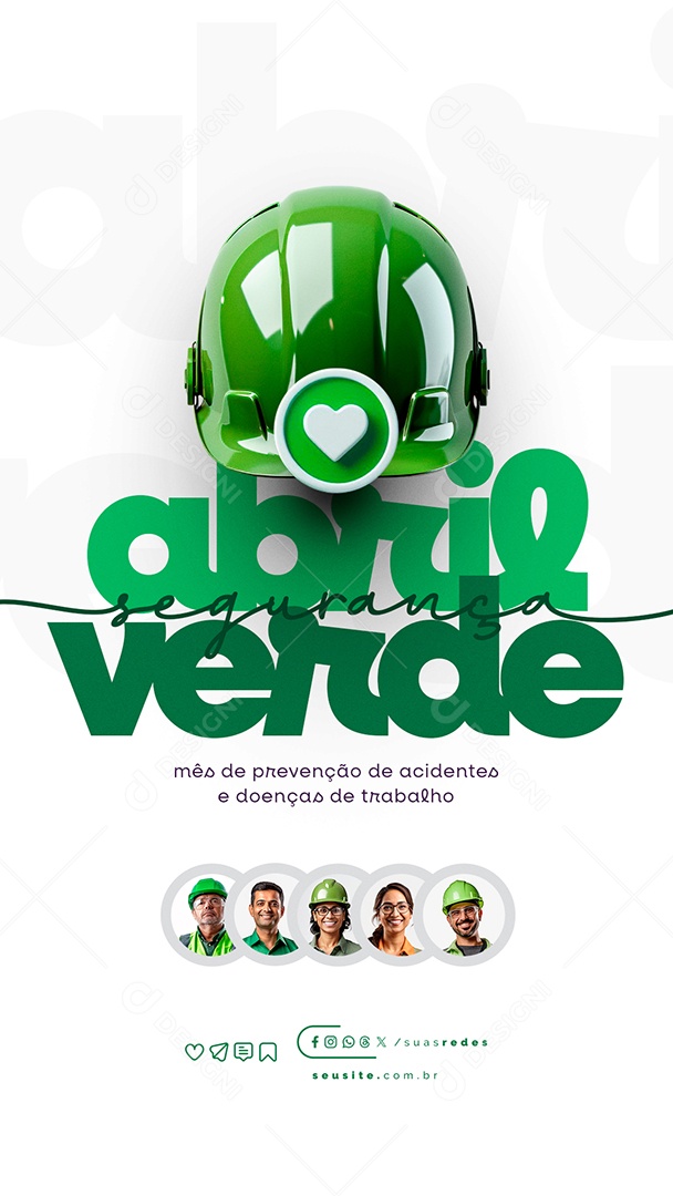 Story Abril Verde Mês de Prevenção de Acidentes e Doenças de Trabalho Social Media PSD Editável