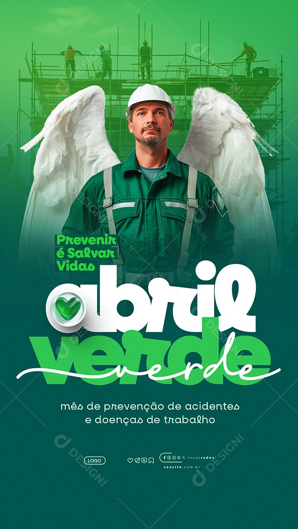 Story Abril Verde Prevenir é Salvar Vidas Social Media PSD Editável