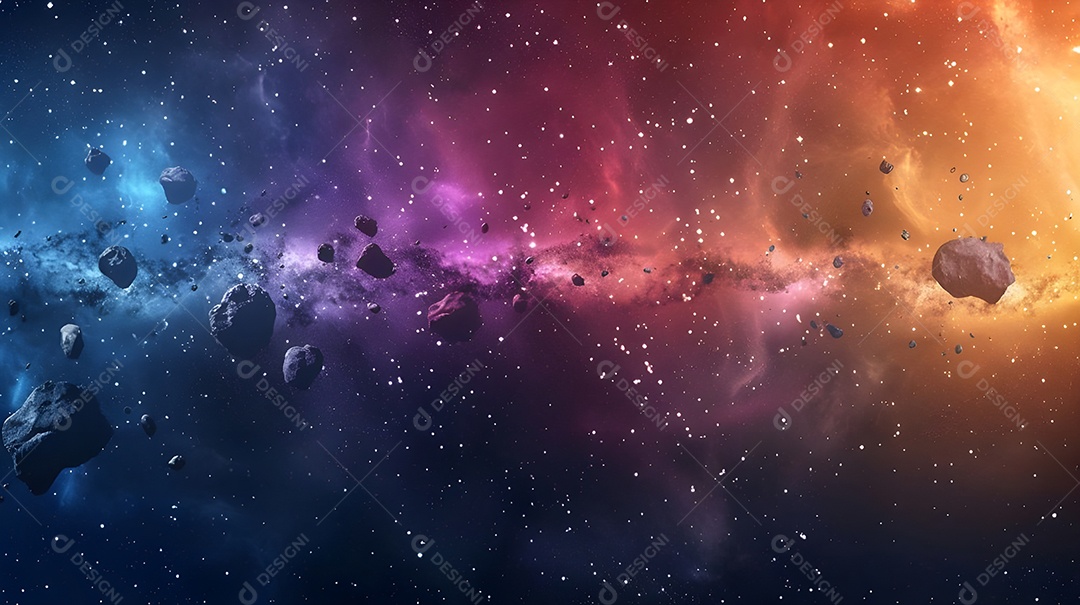 Um céu com estrelas aurora boreal e cometas