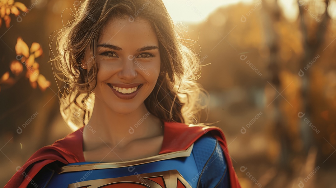 Linda jovem vestida de super heroína