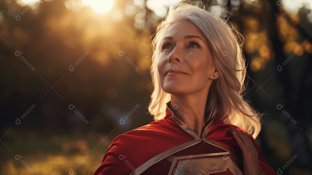 Linda vovó vestida de mulher maravilhosa