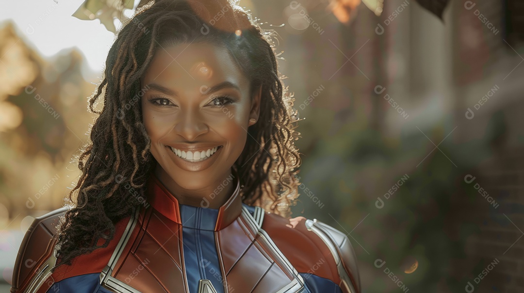 Linda mulher morena vestida de mulher maravilha