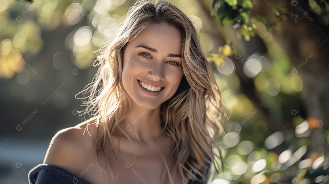 Linda loira sorridente