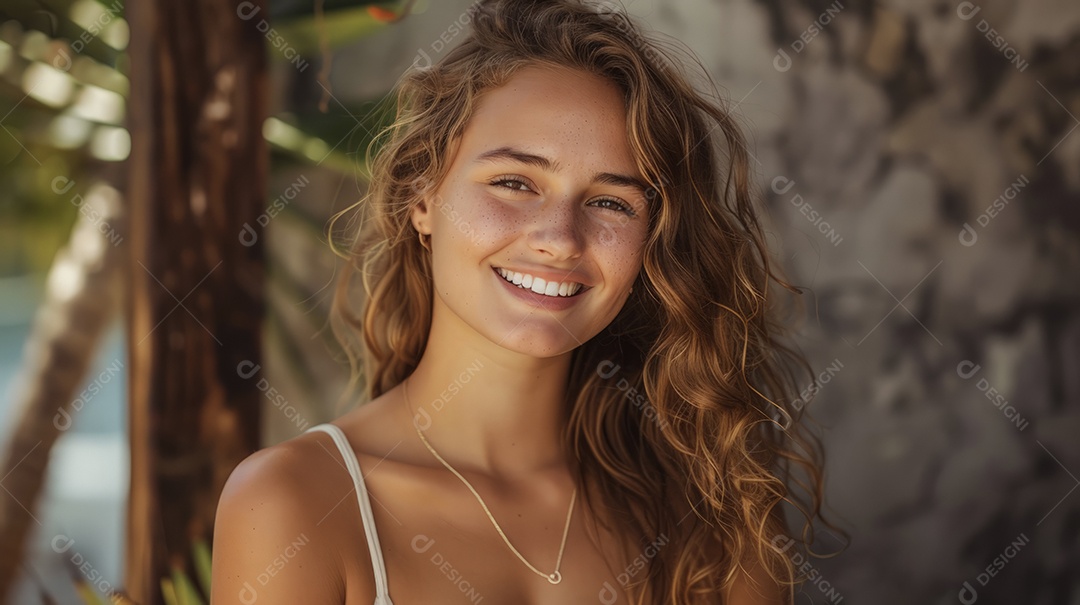 Linda garota sorrindo bem feliz