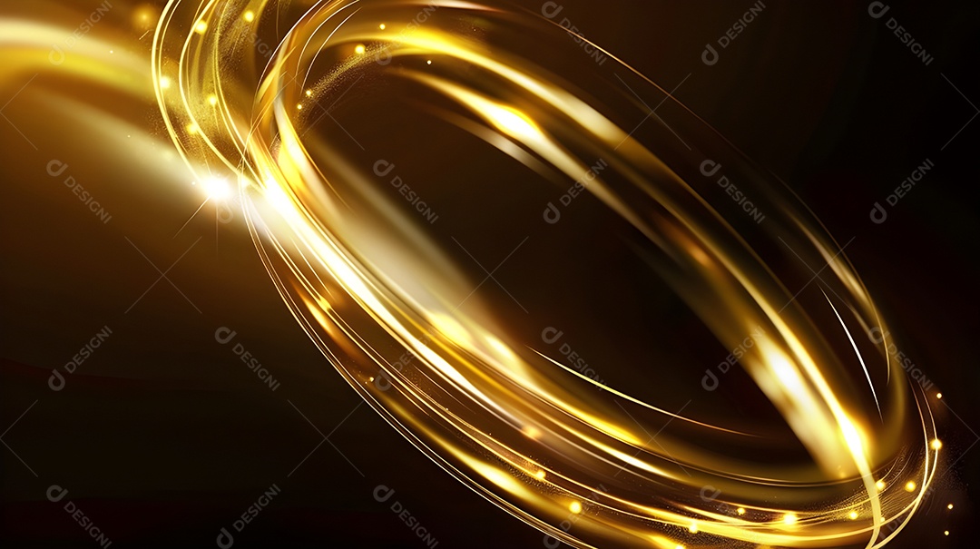 Circulo em linha dourado sobre fundo preto
