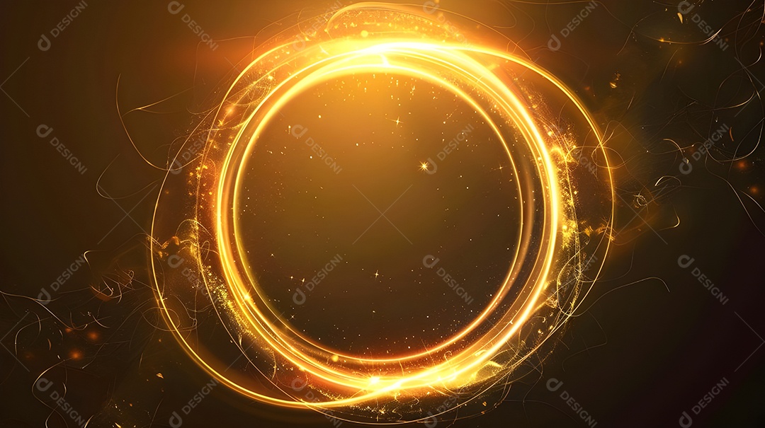 Circulo dourado sobre fundo escuro com brilho