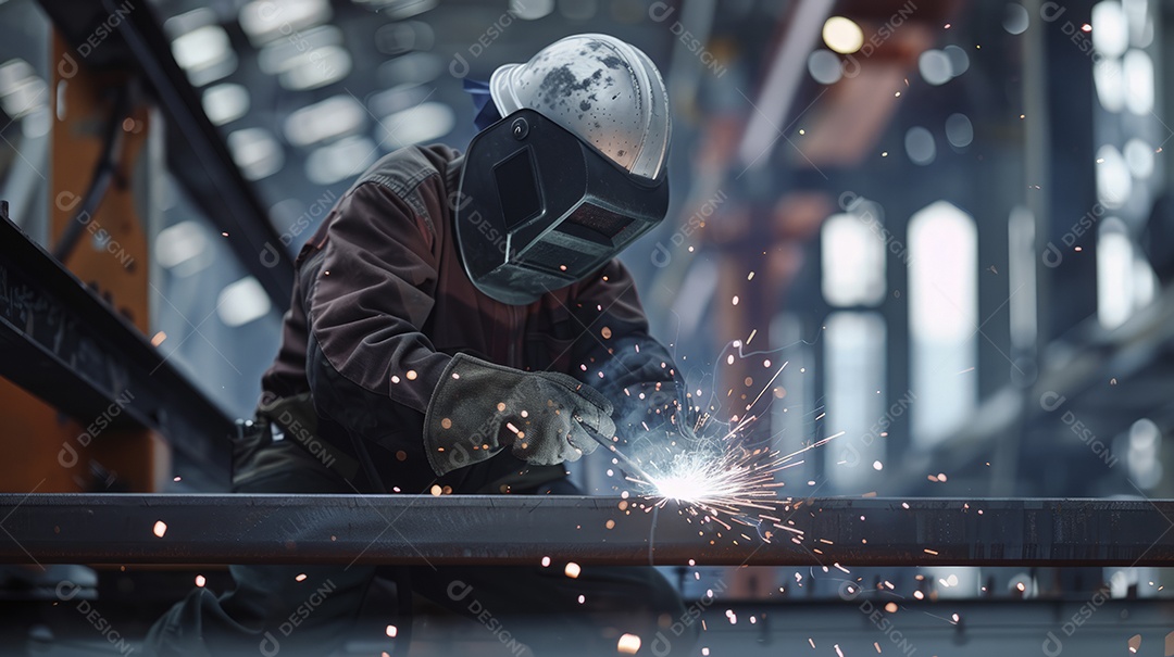 Homem trabalhando soldando ferro