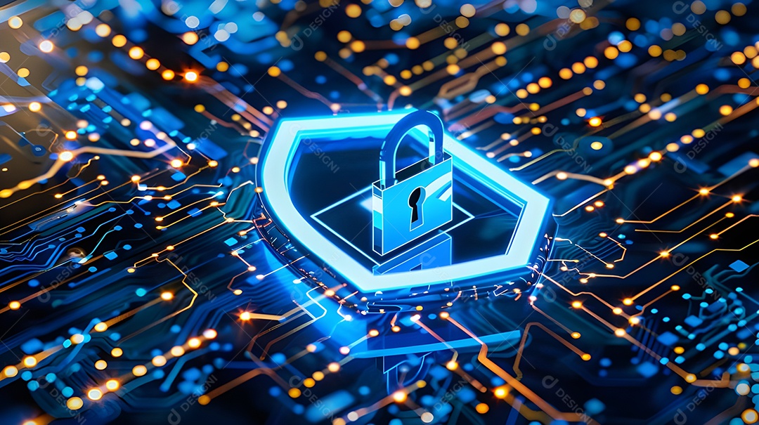 Cadeado digital conceito de tecnologia segura