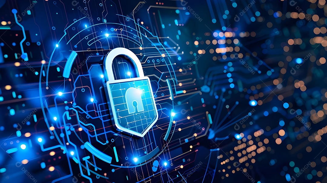 Cadeado digital conceito de tecnologia segura