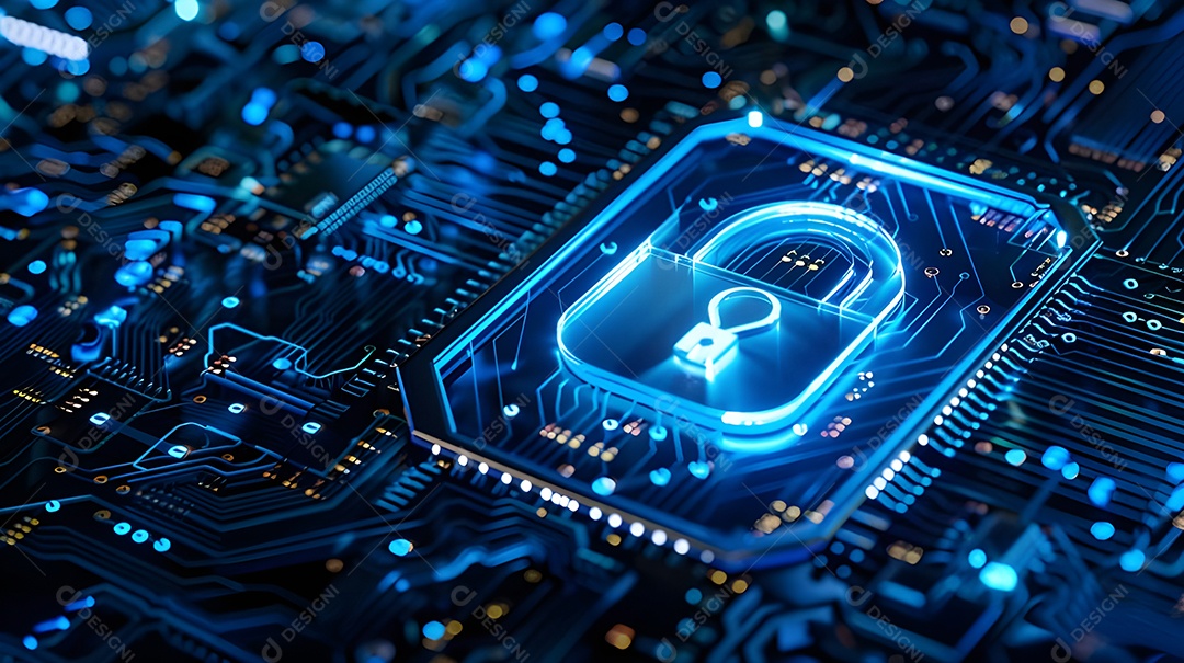 Cadeado digital conceito de tecnologia segura