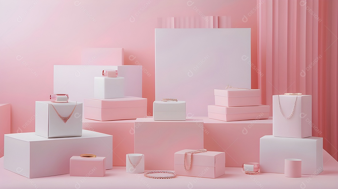 Bancada de mostruário de colares femininos