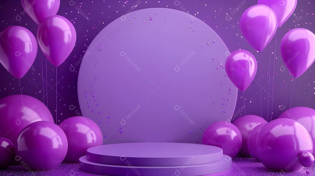 Balões rochos e glitter em decoração de aniversário