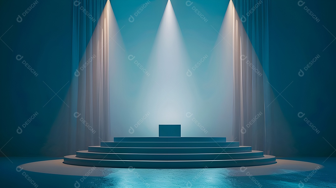 Palco com iluminação azul