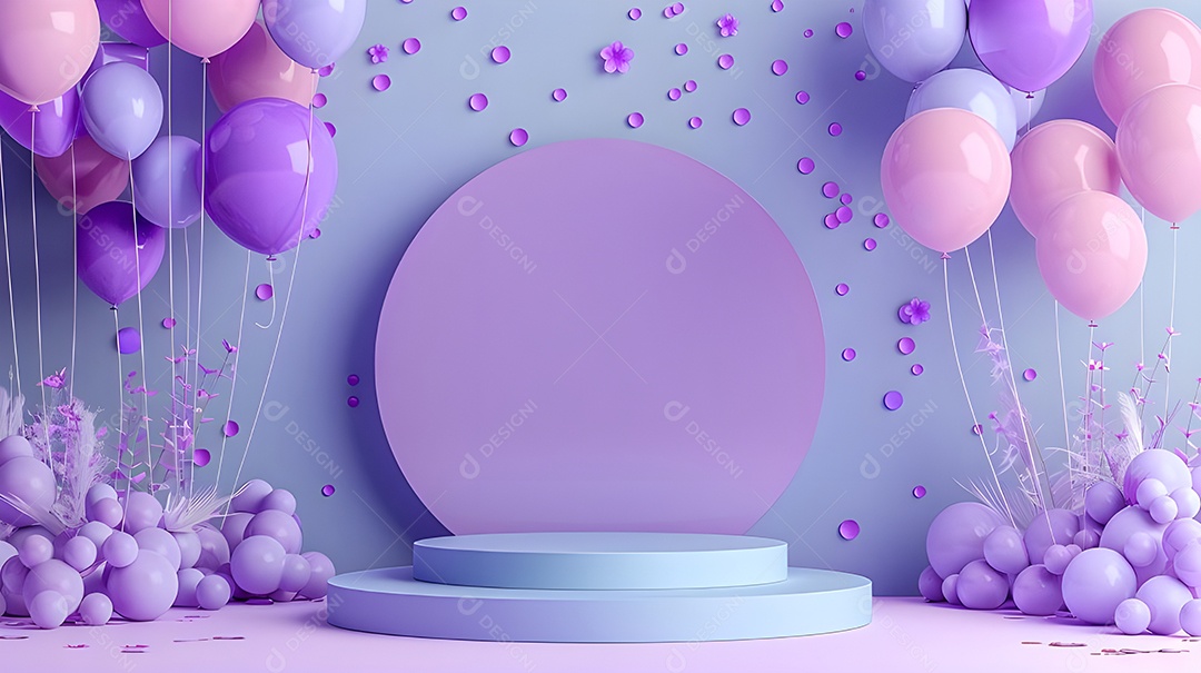 Decoração de aniversário com balões coloridos