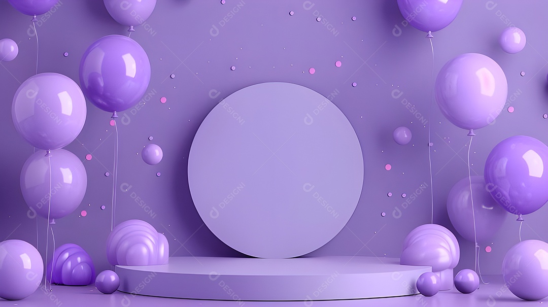 Decoração lilás com pódio e algumas perólas