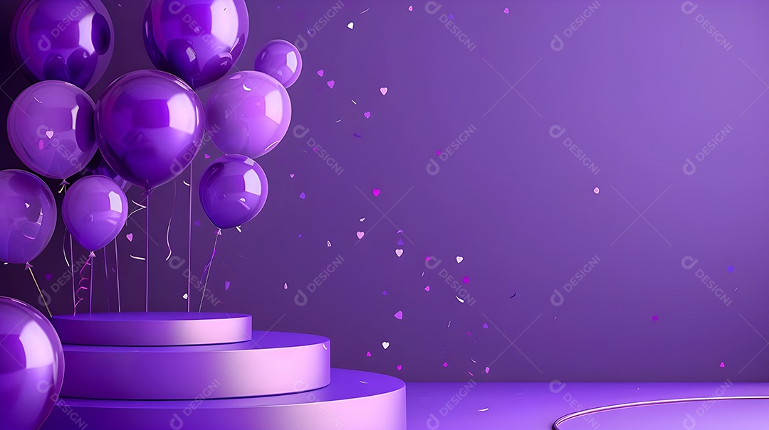 Decoração em comemoração com balões rochos e pódio