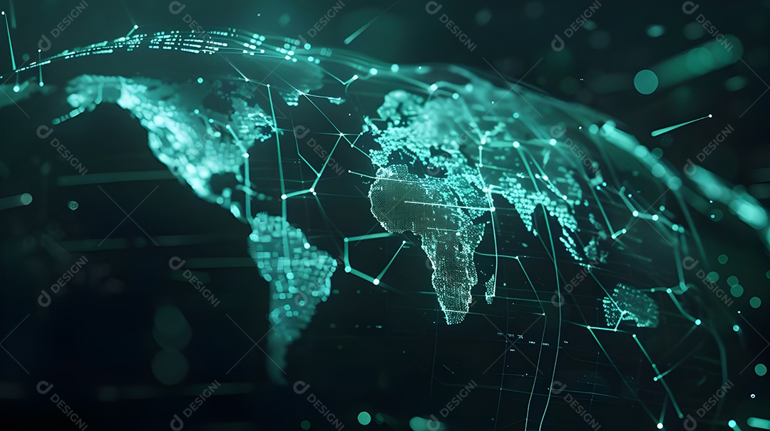 Mapa mundial através de tecnologia de ligações