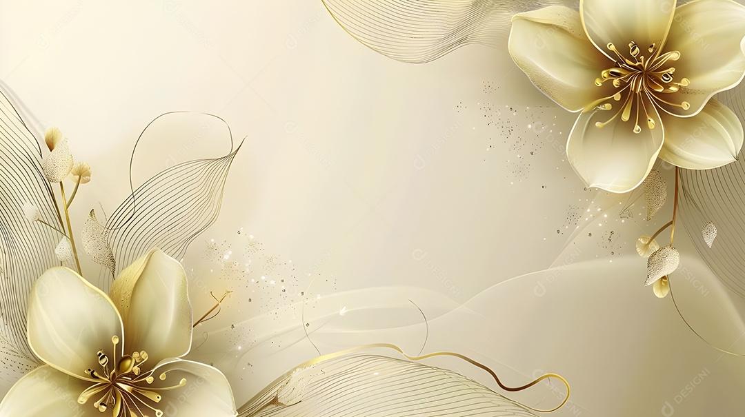 Flores douradas com petálas e galhos finos