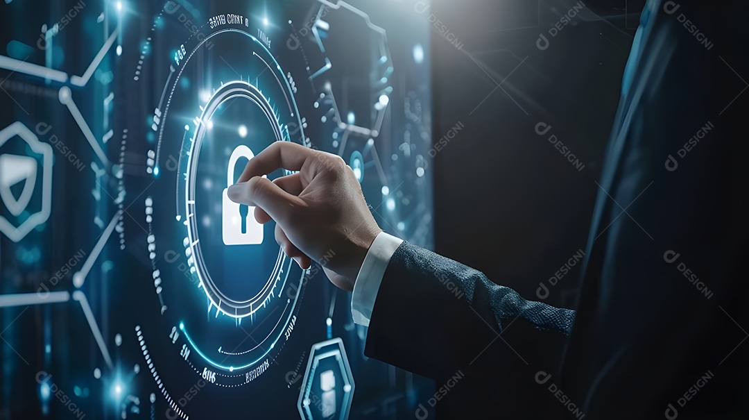 Homem acessando um paínel tecnologico