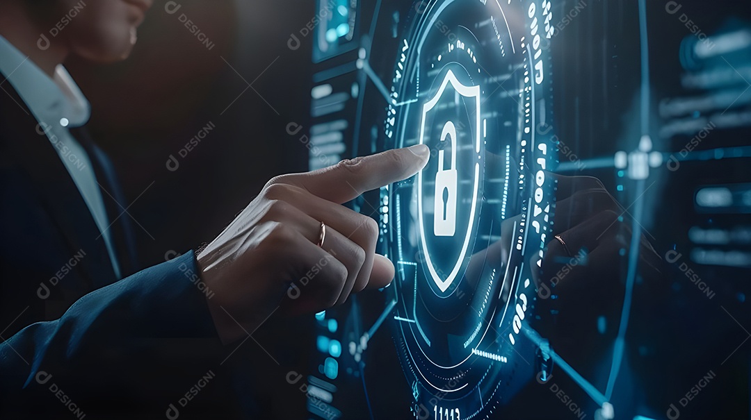 Homem acessando um painel tecnologico