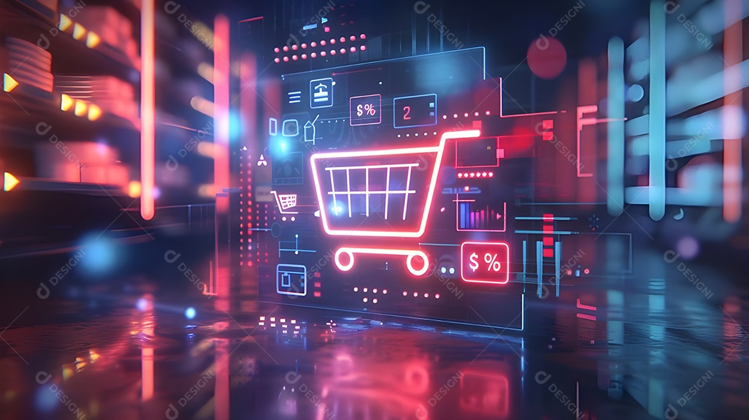 Carrinho de compra em painél digital