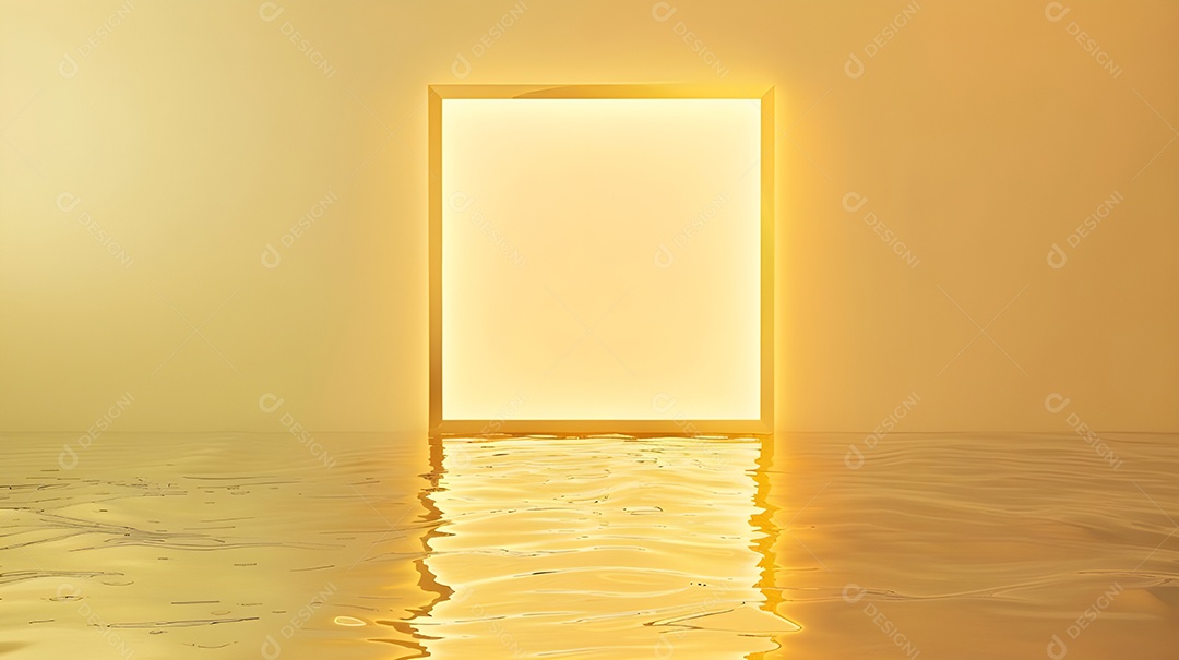 Moldura iluminada sobre água