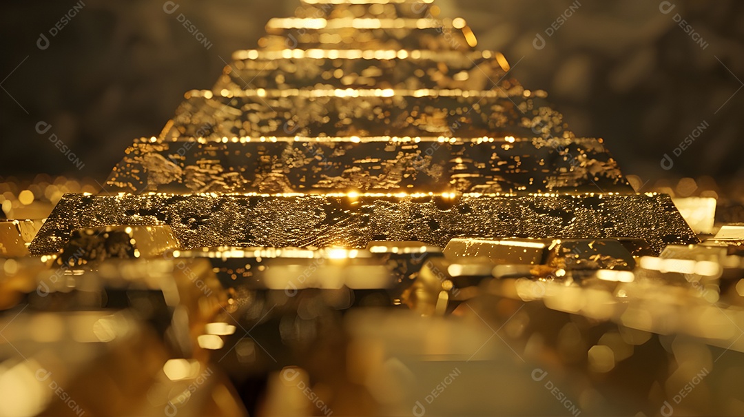 Uma pirâmide de ouro brilhante