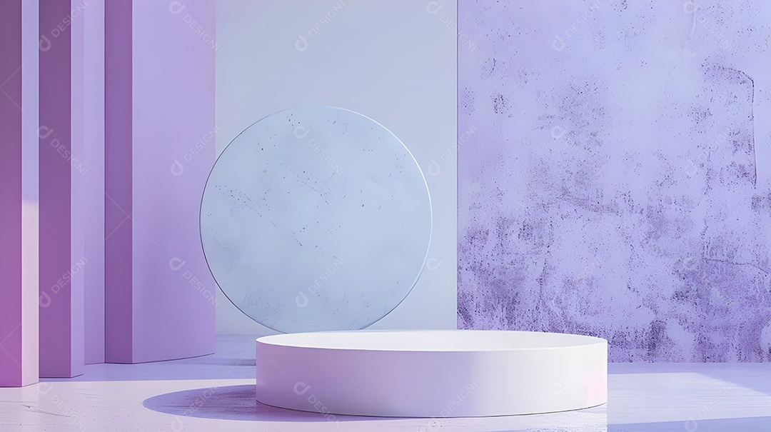 Pódio mesa redonda base lilás mesa quadrada simples