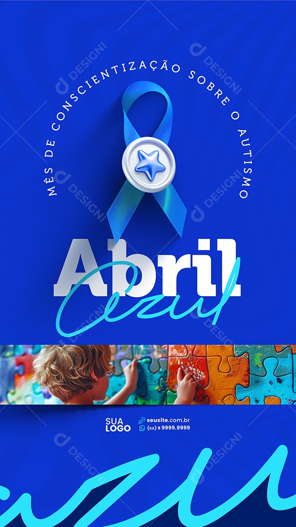 Story Abril Azul Mês de Conscientização Sobre o Autismo Social Media PSD Editável