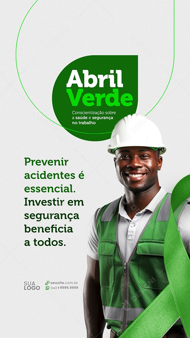 Story Abril Verde Prevenir Acidentes é Essencial Social Media PSD Editável