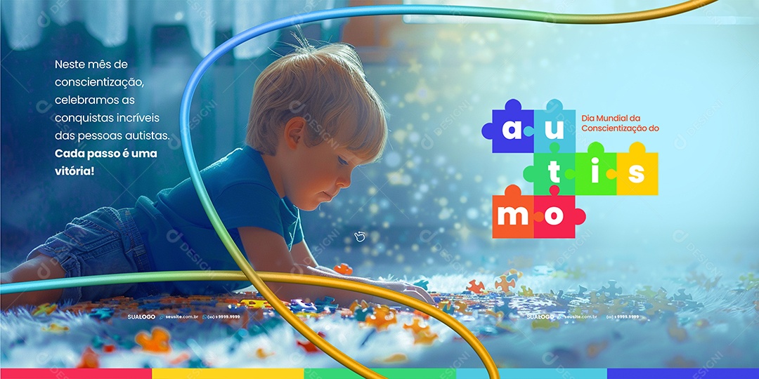 Carrossel Dia Mundial da Conscientização do Autismo Social Media PSD Editável