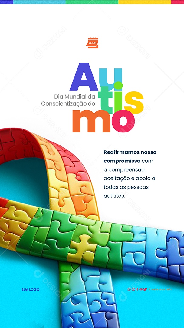 Story Dia Mundial da Conscientização do Autismo Aceitação e Apoio Social Media PSD Editável