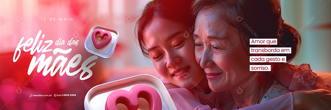 Carrossel Feliz Dia das Mães Amor Que Transborda Social Media PSD Editável