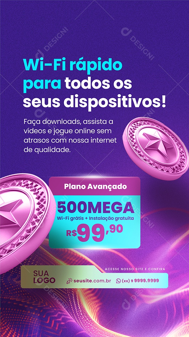 Story Provedor de Internet Wi-Fi Rápido para Todos os Seus Dispositivos Social Media PSD Editável