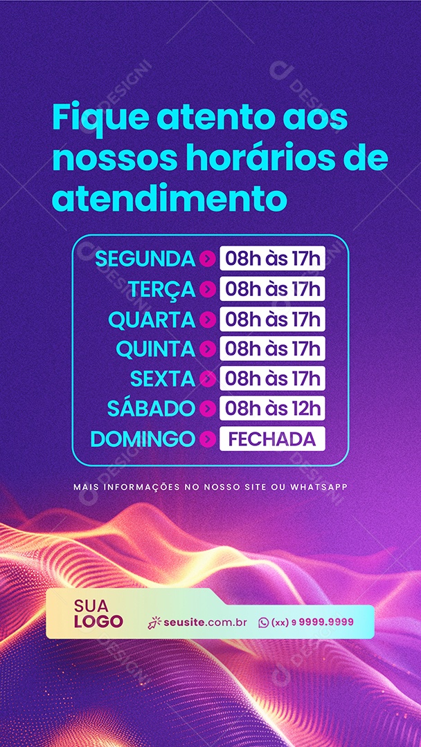 Story Provedor de Internet Horários de Atendimento Social Media PSD Editável