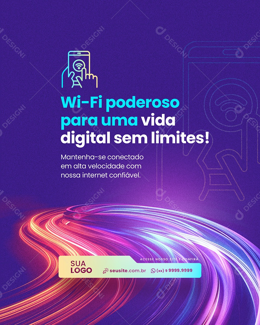 Provedor de Internet Wi-Fi Poderoso para Uma Vida Digital sem Limites Social Media PSD Editável