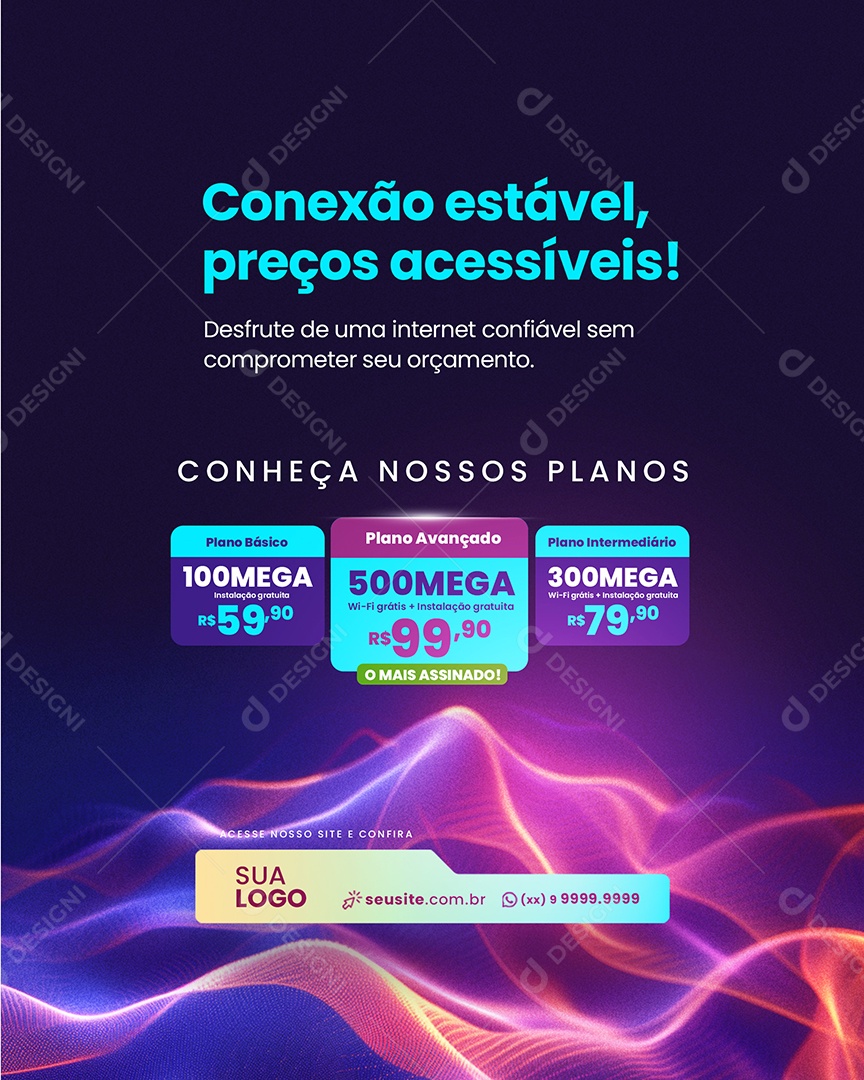 Provedor de Internet Conheça Nossos Planos Social Media PSD Editável