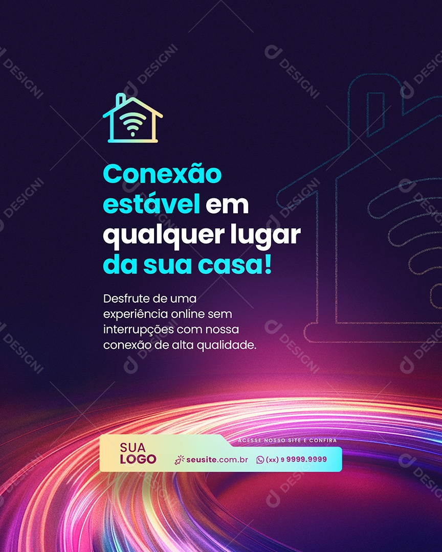 Provedor de Internet Conexão Estável em Qualquer Lugar da Sua Casa Social Media PSD Editável