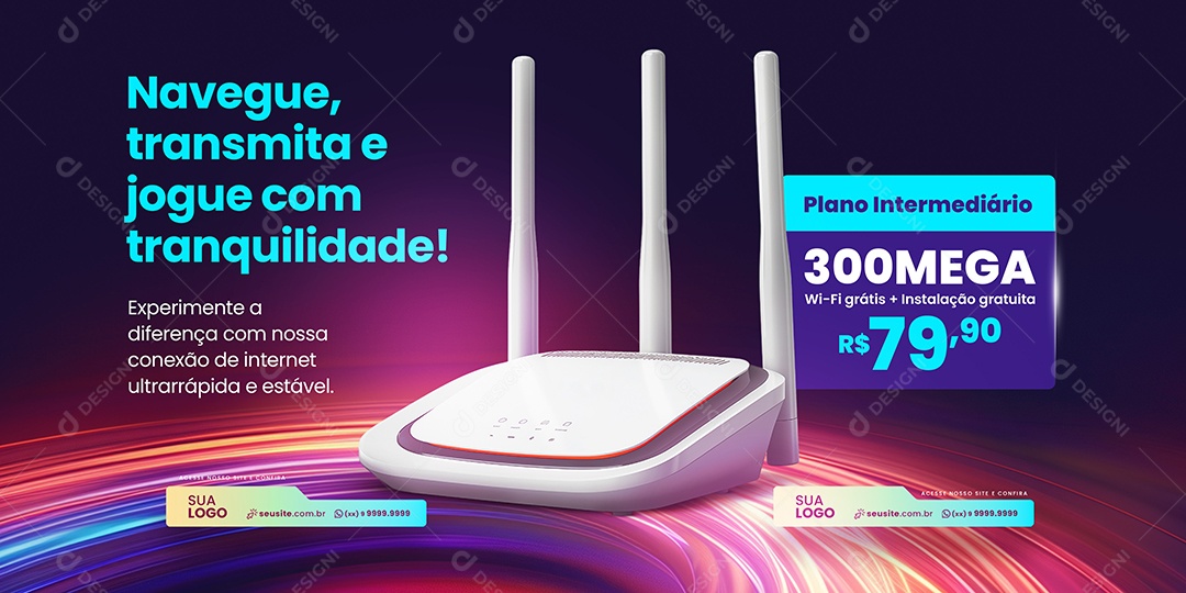 Carrossel Provedor de Internet Plano Intermediário Social Media PSD Editável