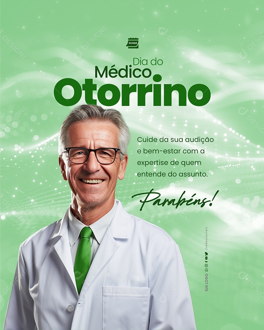 Dia do Otorrinolaringologista Cuide da Sua Audição Social Media PSD Editável