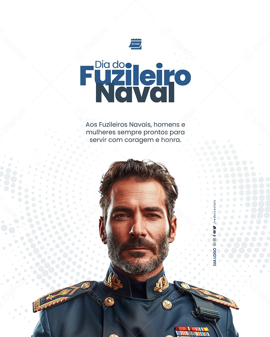 Dia do Fuzileiro Naval Coragem e Honra Social Media PSD Editável