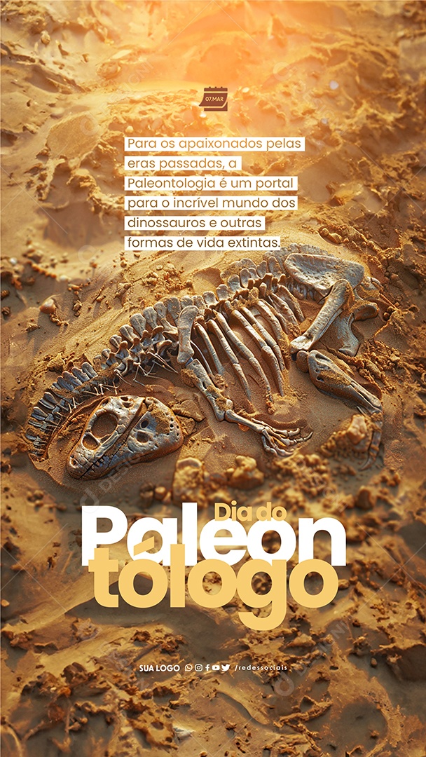 Story Dia do Paleontólogo Portal para Um Mundo Incrível Social Media PSD Editável
