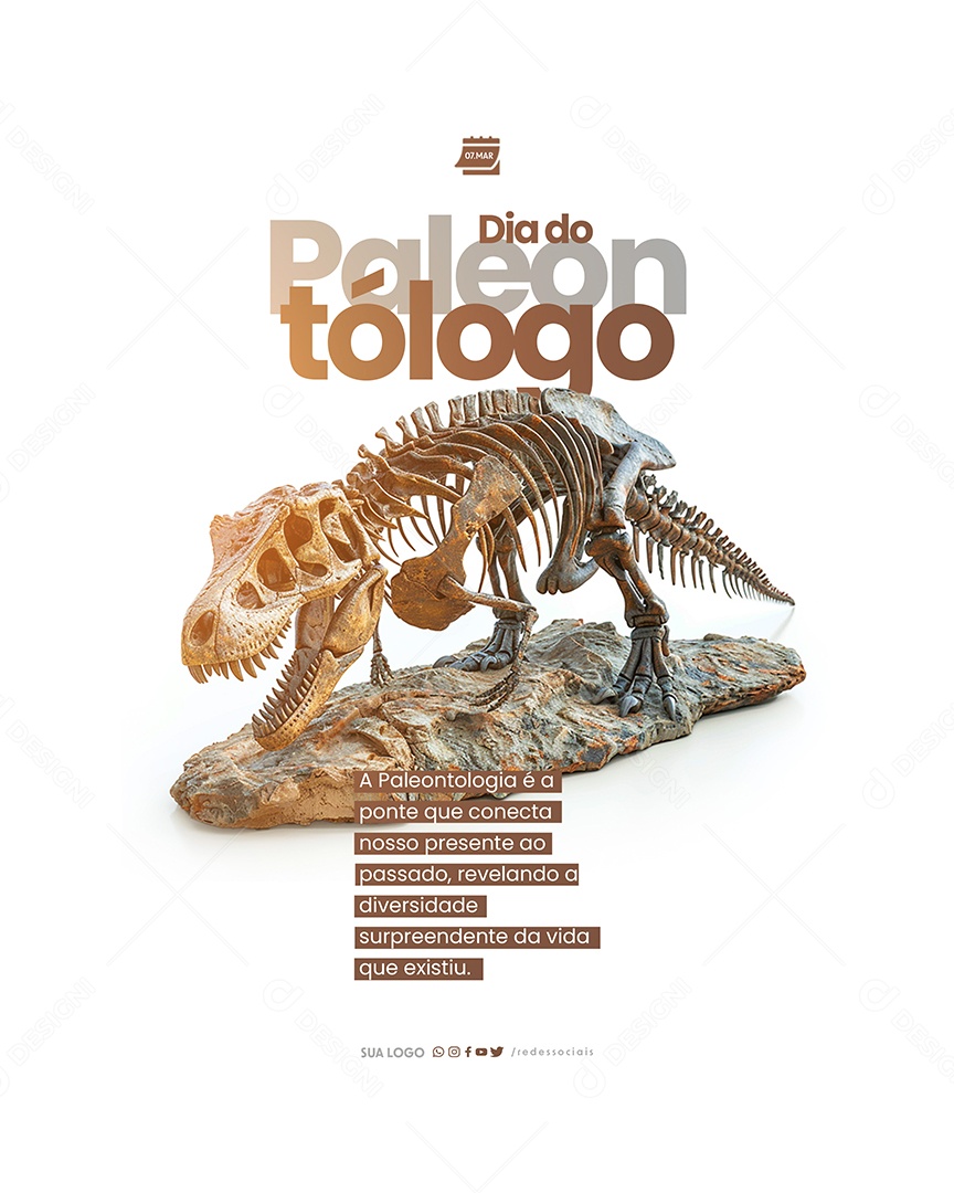 Dia do Paleontólogo Ponte que Conecta o Presente ao Passado Social Media PSD Editável