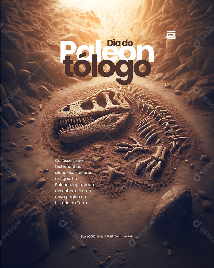 Dia do Paleontólogo Cada descoberta é Uma Nova Página Social Media PSD Editável