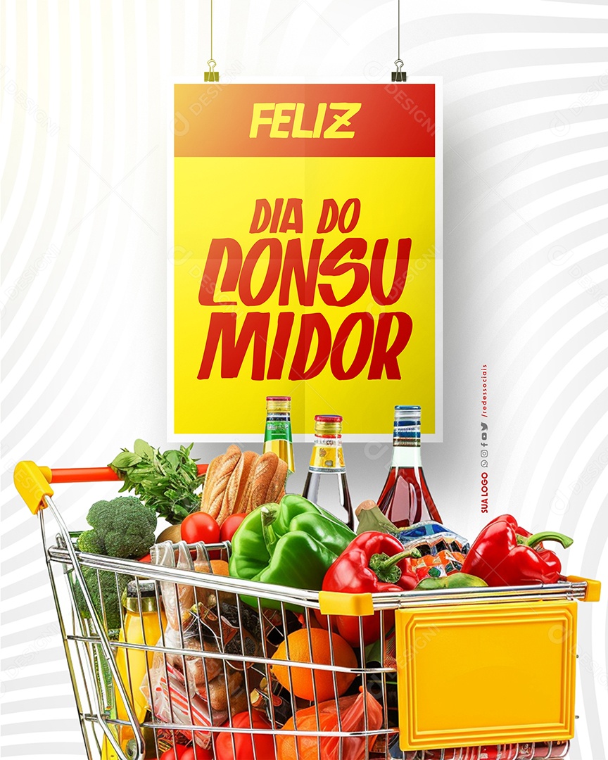 Dia do Consumidor A Economizar Está em Cartaz Social Media PSD Editável